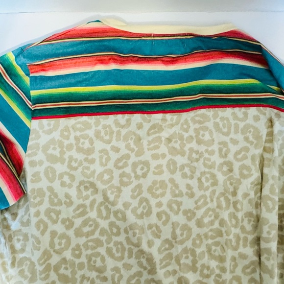 Crazy Train Pull Over Top Size 2XL Southwest Stripe Leopard Western Long Sleeve - Picture 14 of 16